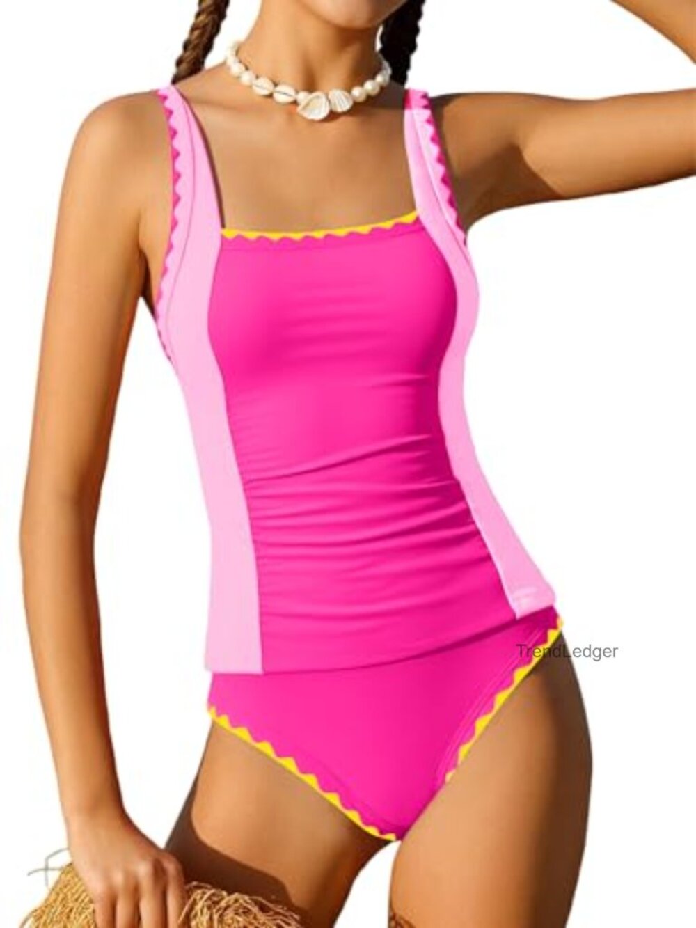 Girls Tankini Set Two Piece Swimwear Nylon Spandex Adjustable Padded Beach